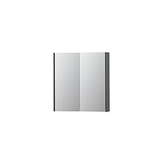 INK SPK2 spiegelkast met 2 dubbelzijdige spiegeldeuren, 2 verstelbare glazen planchetten, stopcontact en schakelaar 70 x 14 x 73 cm, mat grijs