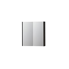 INK SPK2 spiegelkast met 2 dubbelzijdige spiegeldeuren, 2 verstelbare glazen planchetten, stopcontact en schakelaar 70 x 14 x 73 cm, houtskool eiken