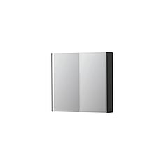 INK® SPK2 spiegelkast met 2 dubbelzijdige spiegeldeuren, 2 verstelbare glazen planchetten, stopcontact en schakelaar 80 x 14 x 73 cm, mat antraciet