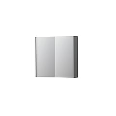 INK® SPK2 spiegelkast met 2 dubbelzijdige spiegeldeuren, 2 verstelbare glazen planchetten, stopcontact en schakelaar 80 x 14 x 73 cm, mat grijs