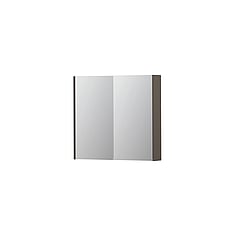INK® SPK2 spiegelkast met 2 dubbelzijdige spiegeldeuren, 2 verstelbare glazen planchetten, stopcontact en schakelaar 80 x 14 x 73 cm, mat taupe