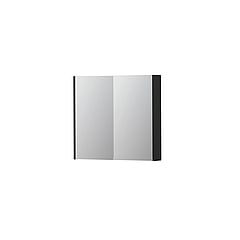 INK SPK2 spiegelkast met 2 dubbelzijdige spiegeldeuren, 2 verstelbare glazen planchetten, stopcontact en schakelaar 80 x 14 x 73 cm, mat zwart