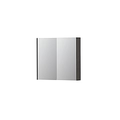 INK SPK2 spiegelkast met 2 dubbelzijdige spiegeldeuren, 2 verstelbare glazen planchetten, stopcontact en schakelaar 80 x 14 x 73 cm, oer grijs