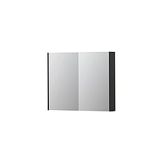 INK SPK2 spiegelkast met 2 dubbelzijdige spiegeldeuren, 2 verstelbare glazen planchetten, stopcontact en schakelaar 90 x 14 x 73 cm, mat antraciet
