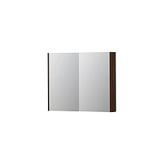 INK SPK2 spiegelkast met 2 dubbelzijdige spiegeldeuren, 2 verstelbare glazen planchetten, stopcontact en schakelaar 90 x 14 x 73 cm, koper eiken
