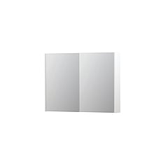 INK SPK2 spiegelkast met 2 dubbelzijdige spiegeldeuren, 4 verstelbare glazen planchetten, stopcontact en schakelaar 100 x 14 x 73 cm, mat wit