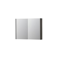 INK SPK2 spiegelkast met 2 dubbelzijdige spiegeldeuren, 4 verstelbare glazen planchetten, stopcontact en schakelaar 100 x 14 x 73 cm, oer grijs