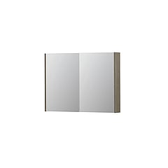 INK SPK2 spiegelkast met 2 dubbelzijdige spiegeldeuren, 4 verstelbare glazen planchetten, stopcontact en schakelaar 100 x 14 x 73 cm, greige eiken