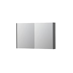 INK® SPK2 spiegelkast met 2 dubbelzijdige spiegeldeuren, 4 verstelbare glazen planchetten, stopcontact en schakelaar 120 x 14 x 73 cm, mat grijs