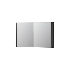 INK SPK2 spiegelkast met 2 dubbelzijdige spiegeldeuren, 4 verstelbare glazen planchetten, stopcontact en schakelaar 120 x 14 x 73 cm, hoogglans antraciet