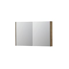 INK SPK2 spiegelkast met 2 dubbelzijdige spiegeldeuren, 4 verstelbare glazen planchetten, stopcontact en schakelaar 120 x 14 x 73 cm, naturel eiken