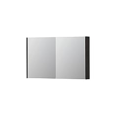 INK SPK2 spiegelkast met 2 dubbelzijdige spiegeldeuren, 4 verstelbare glazen planchetten, stopcontact en schakelaar 120 x 14 x 73 cm, houtskool eiken