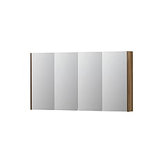 INK SPK2 spiegelkast met 4 dubbelzijdige spiegeldeuren, 4 verstelbare glazen planchetten, stopcontact en schakelaar 140 x 14 x 73 cm, massief eiken aqua