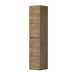 INK® hoge kast 2 deuren links/rechts greeploos houten keerlijst en 4 glazen planchettes 35x37x169cm, naturel eiken