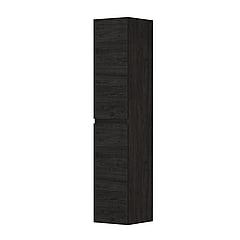 INK hoge kast 2 deuren links/rechts greeploos houten keerlijst en 4 glazen planchettes 35x37x169cm, houtskool eiken