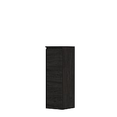 INK half hoge kast 1 deur links/rechts greeploos houten keerlijst en 2 glazen planchettes 35x37x106cm, houtskool eiken