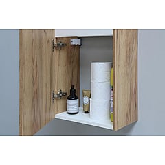 Basic Hit fonteinonderkast met 1 linksdraaiende deur en fontein porselein met kraangat links 40 x 78,5 x 23 cm, whisky oak