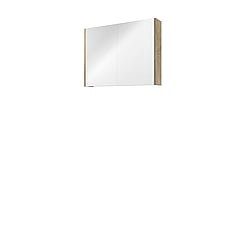 Proline Comfort spiegelkast met spiegels aan binnen- en buitenzijde en 2 deuren 80 x 60 x 14 cm, raw oak