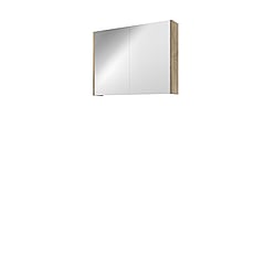 Proline Xcellent spiegelkast met 2 dubbel gespiegelde deuren 80 x 60 x 14 cm, raw oak