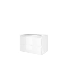 Proline polystone Elegant badmeubelset met wastafelonderkast met 2 lades en polystone wastafel met 1 kraangat 80 x 54,5 x 46 cm, mat wit / mat wit