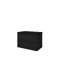 Proline Top wastafelonderkast met 2 laden symmetrisch en afdekplaat 80 x 46 x 52 cm, mat zwart