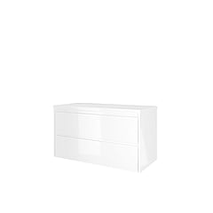 Proline Top wastafelonderkast met 2 laden symmetrisch en afdekplaat 100 x 46 x 52 cm, glans wit