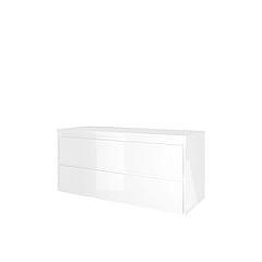 Proline Top wastafelonderkast met 2 laden symmetrisch en afdekplaat 120 x 46 x 52 cm, glans wit