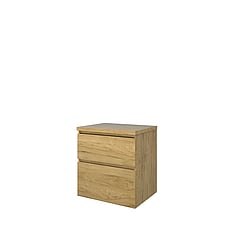 Proline Top wastafelonderkast met 2 laden asymmetrisch en afdekplaat 60 x 46 x 60 cm, ideal oak