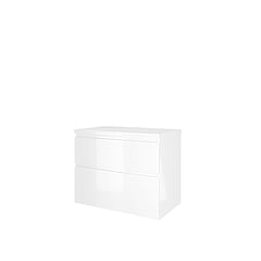 Proline Top wastafelonderkast met 2 laden asymmetrisch en afdekplaat 80 x 46 x 60 cm, glans wit