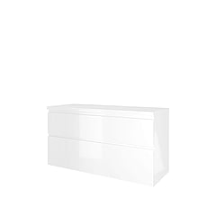 Proline Top wastafelonderkast met 2 laden asymmetrisch en afdekplaat 120 x 46 x 60 cm, glans wit