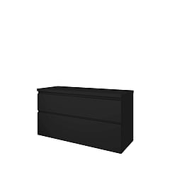 Proline Top wastafelonderkast met 2 laden asymmetrisch en afdekplaat 120 x 46 x 60 cm, mat zwart