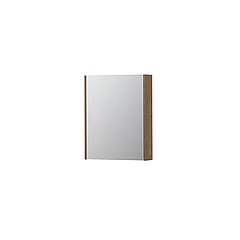 INK SPK2 spiegelkast met 1 dubbelzijdige spiegeldeur, 2 verstelbare glazen planchetten, stopcontact en schakelaar 60 x 14 x 73 cm, fineer ash grey