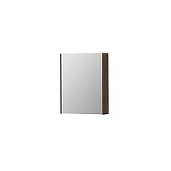 INK SPK2 spiegelkast met 1 dubbelzijdige spiegeldeur, 2 verstelbare glazen planchetten, stopcontact en schakelaar 60 x 14 x 73 cm, fineer chocolate