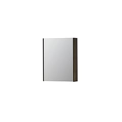 INK SPK2 spiegelkast met 1 dubbelzijdige spiegeldeur, 2 verstelbare glazen planchetten, stopcontact en schakelaar 60 x 14 x 73 cm, fineer charcoal