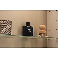 INK SPK2 spiegelkast met 1 dubbelzijdige spiegeldeur, 2 verstelbare glazen planchetten, stopcontact en schakelaar 60 x 14 x 73 cm, massief eiken charcoal
