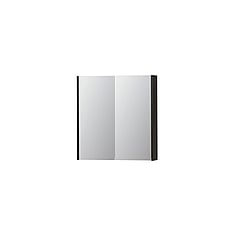 INK SPK2 spiegelkast met 2 dubbelzijdige spiegeldeuren, 2 verstelbare glazen planchetten, stopcontact en schakelaar 70 x 14 x 73 cm, intens eiken
