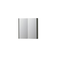 INK SPK2 spiegelkast met 2 dubbelzijdige spiegeldeuren, 2 verstelbare glazen planchetten, stopcontact en schakelaar 70 x 14 x 73 cm, mat beton groen