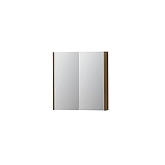 INK SPK2 spiegelkast met 2 dubbelzijdige spiegeldeuren, 2 verstelbare glazen planchetten, stopcontact en schakelaar 70 x 14 x 73 cm, massief eiken ash grey