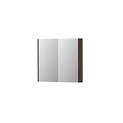 INK SPK2 spiegelkast met 2 dubbelzijdige spiegeldeuren, 2 verstelbare glazen planchetten, stopcontact en schakelaar 80 x 14 x 73 cm, fineer chocolate