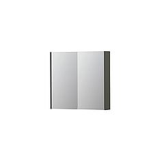 INK SPK2 spiegelkast met 2 dubbelzijdige spiegeldeuren, 2 verstelbare glazen planchetten, stopcontact en schakelaar 80 x 14 x 73 cm, mat beton groen