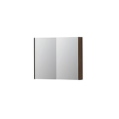 INK SPK2 spiegelkast met 2 dubbelzijdige spiegeldeuren, 2 verstelbare glazen planchetten, stopcontact en schakelaar 90 x 14 x 73 cm, fineer chocolate