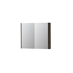 INK SPK2 spiegelkast met 2 dubbelzijdige spiegeldeuren, 2 verstelbare glazen planchetten, stopcontact en schakelaar 90 x 14 x 73 cm, fineer charcoal