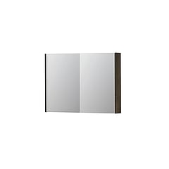 INK SPK2 spiegelkast met 2 dubbelzijdige spiegeldeuren, 4 verstelbare glazen planchetten, stopcontact en schakelaar 100 x 14 x 73 cm, fineer charcoal