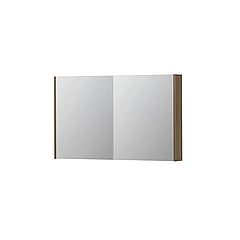 INK SPK2 spiegelkast met 2 dubbelzijdige spiegeldeuren, 4 verstelbare glazen planchetten, stopcontact en schakelaar 120 x 14 x 73 cm, zuiver eiken