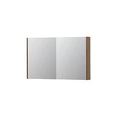 INK SPK2 spiegelkast met 2 dubbelzijdige spiegeldeuren, 4 verstelbare glazen planchetten, stopcontact en schakelaar 120 x 14 x 73 cm, fineer ash grey
