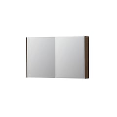 INK SPK2 spiegelkast met 2 dubbelzijdige spiegeldeuren, 4 verstelbare glazen planchetten, stopcontact en schakelaar 120 x 14 x 73 cm, fineer chocolate