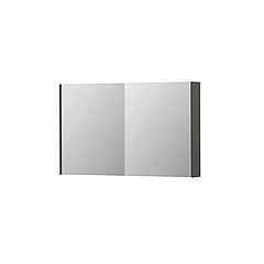 INK® SPK2 spiegelkast met 2 dubbelzijdige spiegeldeuren, 4 verstelbare glazen planchetten, stopcontact en schakelaar 120 x 14 x 73 cm, mat beton groen