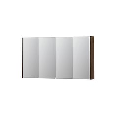 INK SPK2 spiegelkast met 4 dubbelzijdige spiegeldeuren, 4 verstelbare glazen planchetten, stopcontact en schakelaar 140 x 14 x 73 cm, fineer chocolate