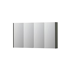 INK SPK2 spiegelkast met 4 dubbelzijdige spiegeldeuren, 4 verstelbare glazen planchetten, stopcontact en schakelaar 140 x 14 x 73 cm, mat beton groen