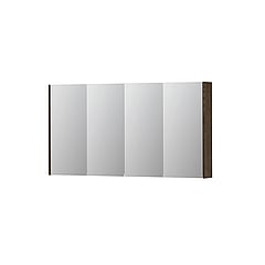 INK SPK2 spiegelkast met 4 dubbelzijdige spiegeldeuren, 4 verstelbare glazen planchetten, stopcontact en schakelaar 140 x 14 x 73 cm, massief eiken charcoal